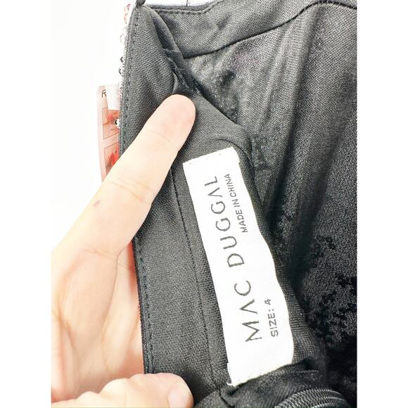 Mac Duggal 68043 Black Pink Beaded Lace Up Ruffle Gown Dress 4 NEW - Picture 6 of 8